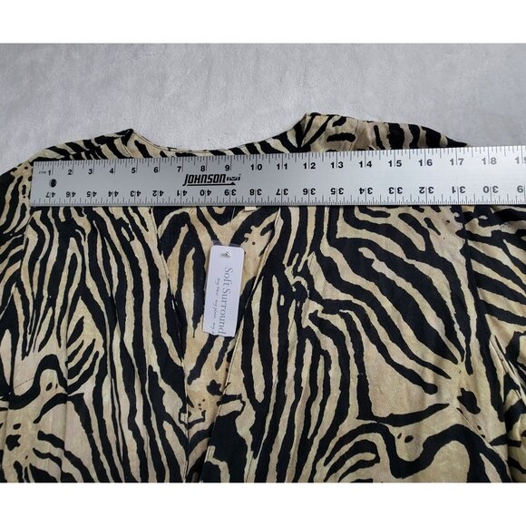 Soft Surroundings Womens Zebra Print Jacket Kimono Large Black One-Button New - Picture 7 of 9